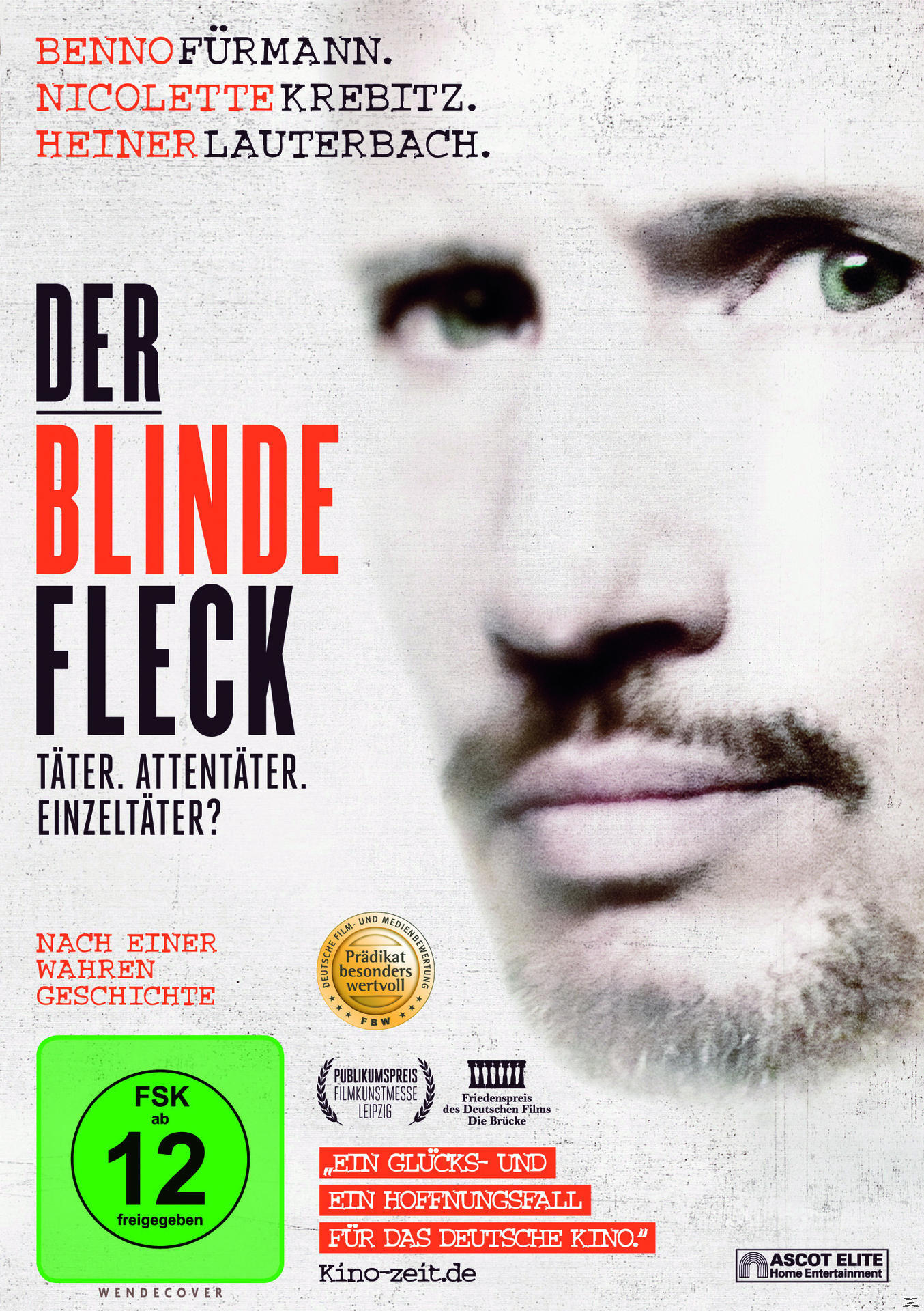 Filmcover mit einem Männergesicht und dem Titel: Der Blinde Fleck.