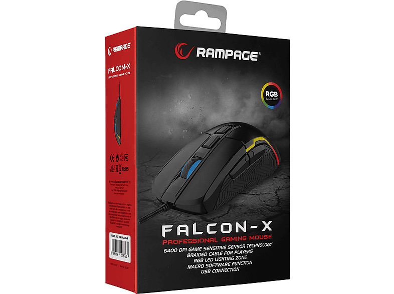 RAMPAGE SMX-R68 Falcon-X Usb 800-6400 dpi RGB Ledli Gaming Mouse Siyah_7