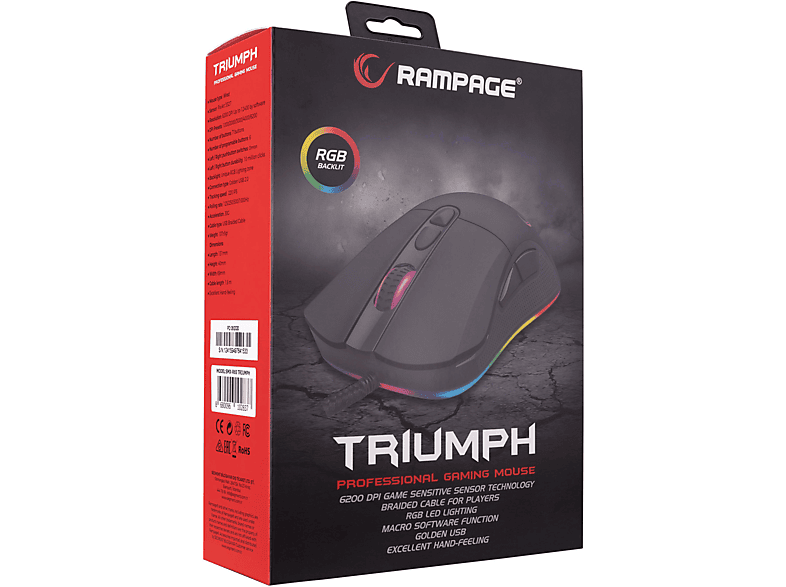 RAMPAGE SMX-R65 Triumph Usb RGB Işıklı 12400dpi Gaming Mouse Siyah_5