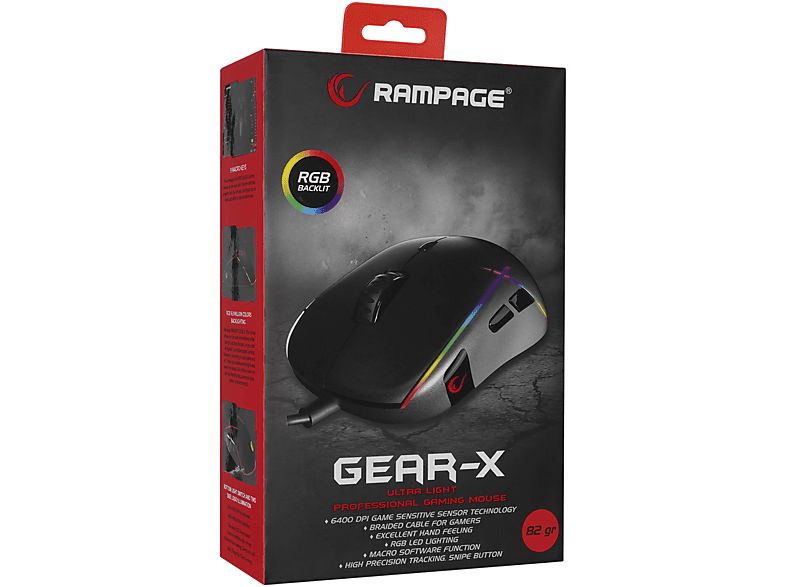 RAMPAGE SMX-R115 Gear-X 6400dpi Hareketli RGB Işıklı 9 Adet Makro Tuşlu Gaming Mouse Siyah_7