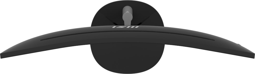 A curved black computer monitor. The MSI logo is visible.