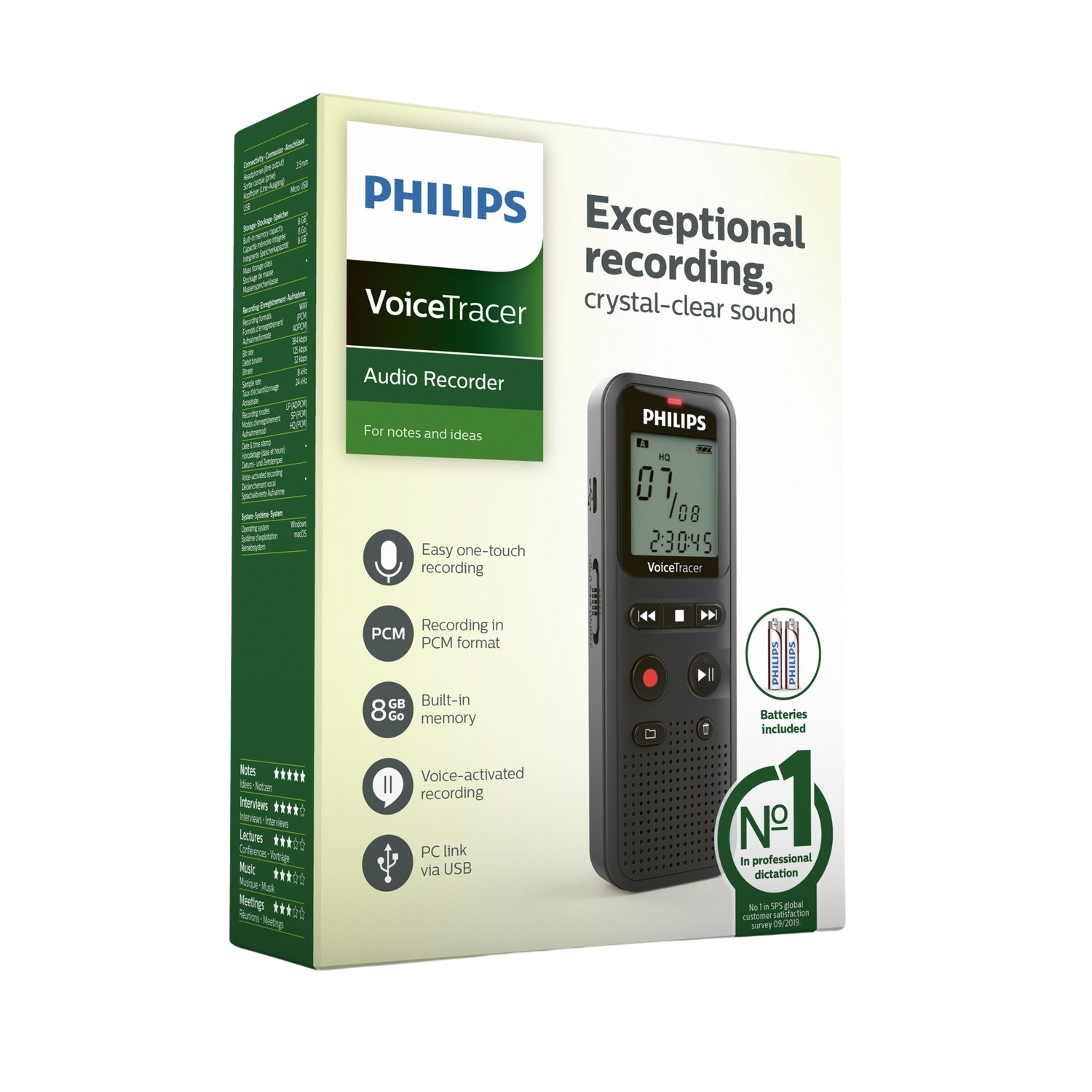 Philips DVT1600 Diktierger?t Interner Speicher Schwarz - Silber (DVT1600