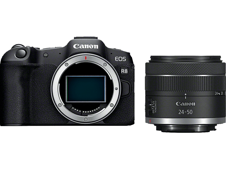 CANON EOS R8 Body + RF 24-50mm F4.5-6.3 IS STM Systemkamera mit Objektiv 24 - 50 mm, 7.5 cm Display Touchscreen, WLAN