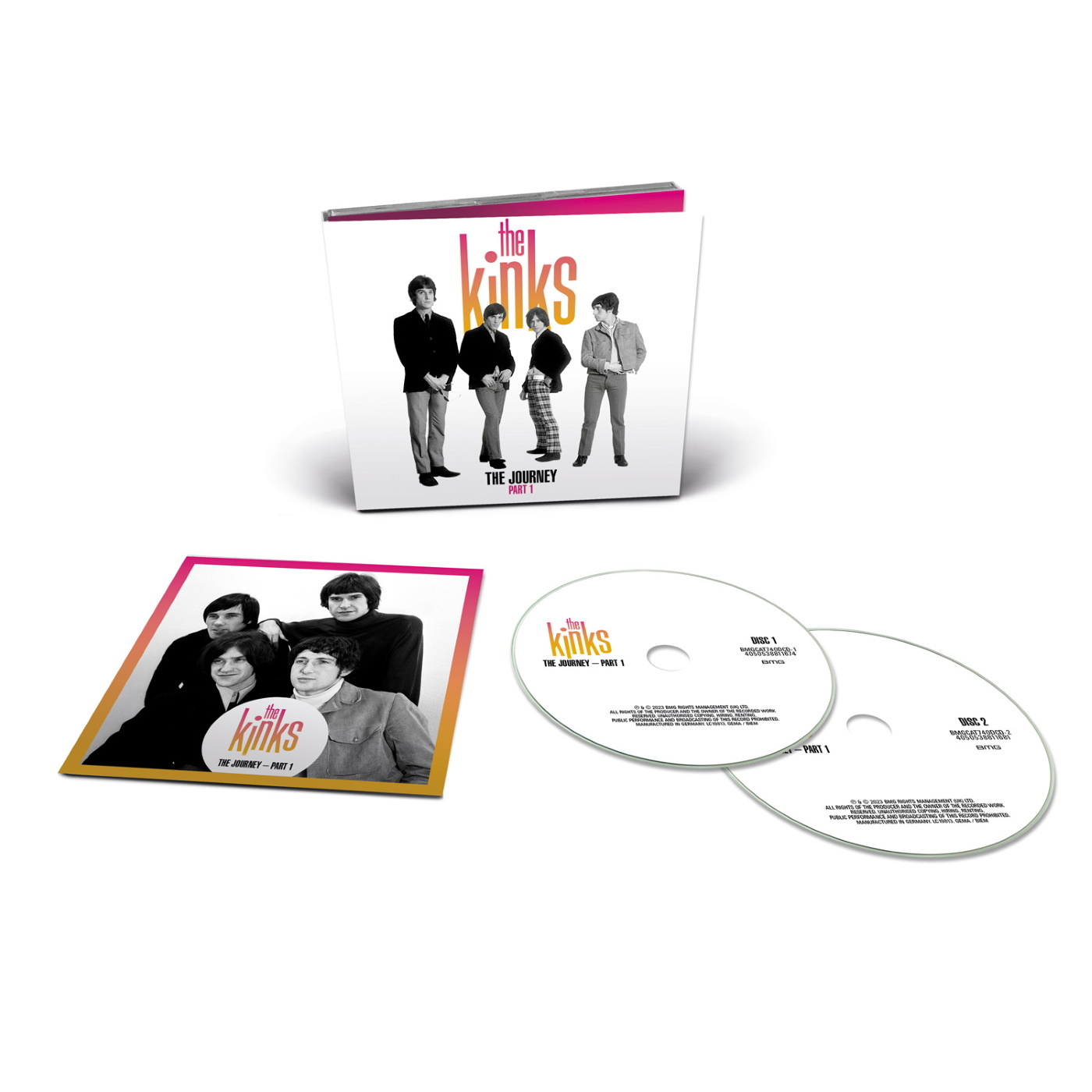 Das Kinks-Album-Set. CDs, Albumcover und Booklet. Weißer Hintergrund.