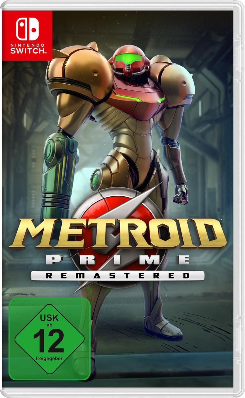 Spielcover: Gepanzerter Charakter mit grünem Visier, hält eine Waffe. Nintendo Switch Logo.