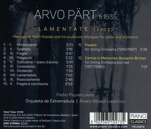 VARIOUS - Pärt:Lamentate  - (CD)