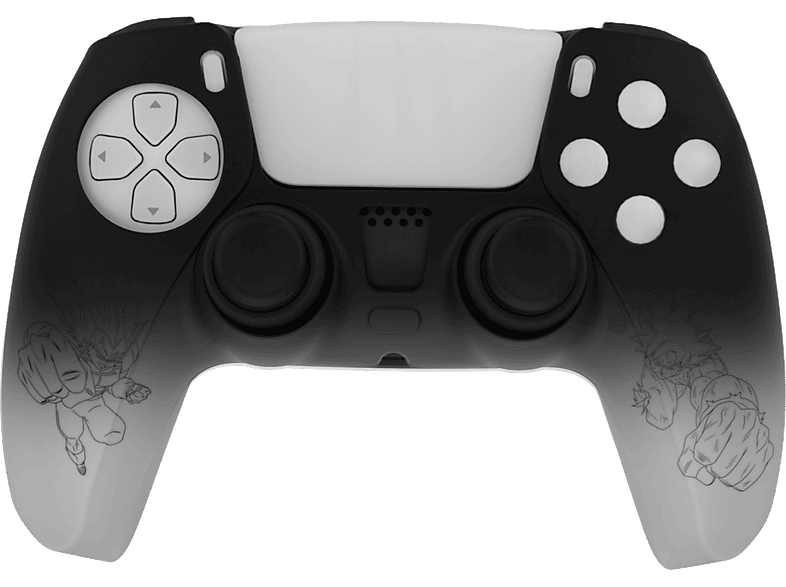 Funda + grips – FR-TEC PS5 Dragon Ball Super, Silicona Termocromático, Ilustración de Goku, Blanco/Negro