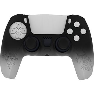 Funda + grips - PS5 Dragon Ball Super, Silicona Termocromático, Ilustración de Goku, Blanco/Negro