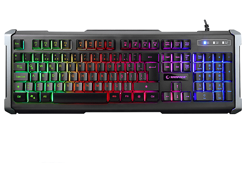 RAMPAGE KB-R21 Cyber USB Rainbow Backlight Membrane Gaming Oyuncu Klavye Siyah_1