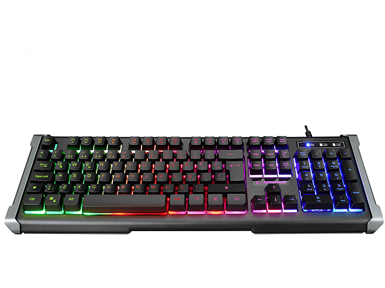 RAMPAGE KB-R21 Cyber USB Rainbow Backlight Membrane Gaming Oyuncu Klavye Siyah_2