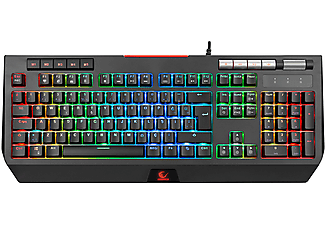 RAMPAGE KB-R105 Exhero Full RGB Ledli Outemu Blue Switch 5 Makro Tuşlu Standlı Türkçe Gaming Oyuncu Klavyesi Siyah_1