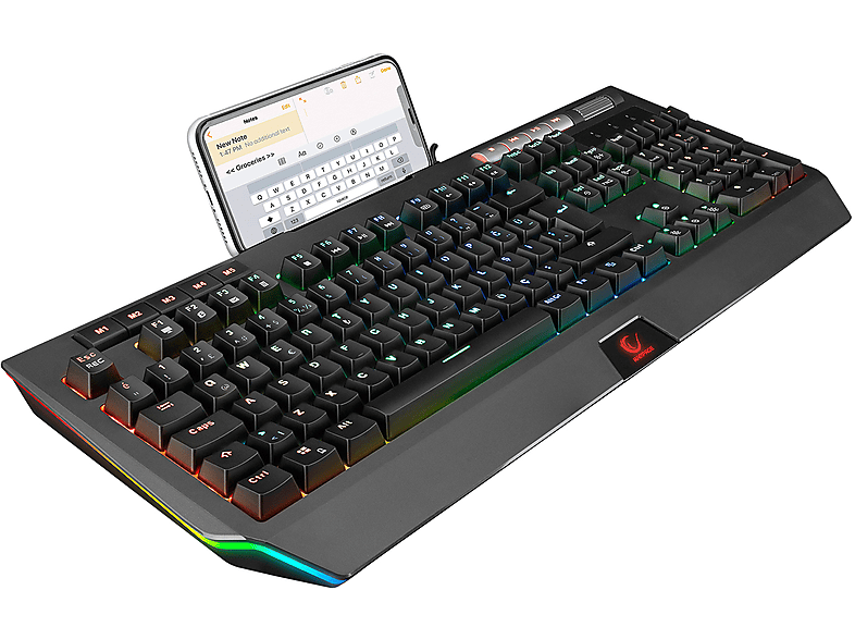 RAMPAGE KB-R105 Exhero Full RGB Ledli Outemu Blue Switch 5 Makro Tuşlu Standlı Türkçe Gaming Oyuncu Klavyesi Siyah_4