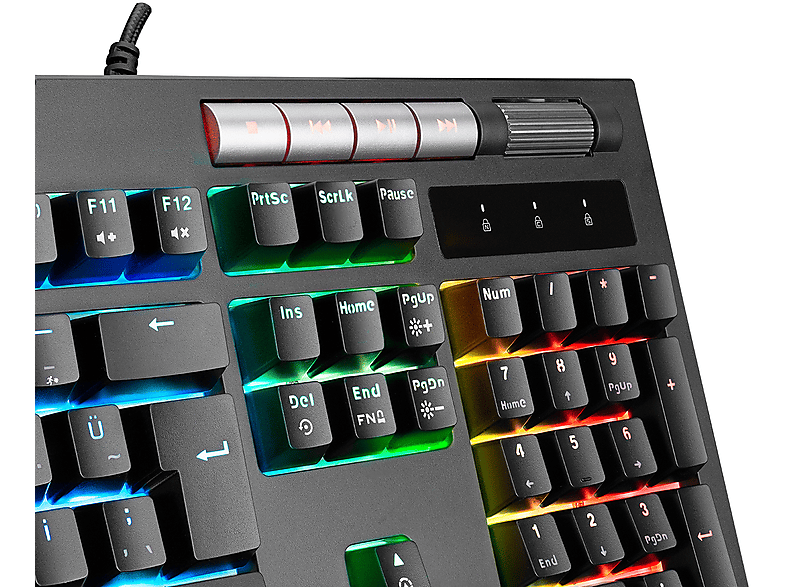 RAMPAGE KB-R105 Exhero Full RGB Ledli Outemu Blue Switch 5 Makro Tuşlu Standlı Türkçe Gaming Oyuncu Klavyesi Siyah_6