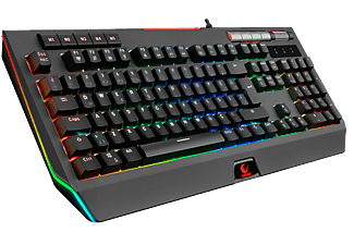 RAMPAGE KB-R105 Exhero Full RGB Ledli Outemu Blue Switch 5 Makro Tuşlu Standlı Türkçe Gaming Oyuncu Klavyesi Siyah