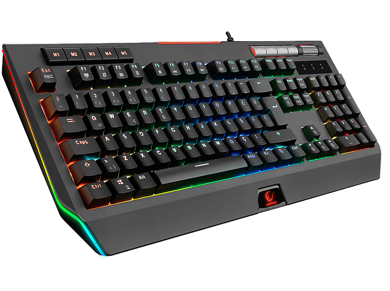 RAMPAGE KB-R105 Exhero Full RGB Ledli Outemu Blue Switch 5 Makro Tuşlu Standlı Türkçe Gaming Oyuncu Klavyesi Siyah_0
