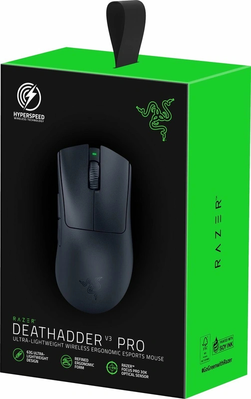Razer DeathAdder V3 Pro - Souris Esports Ergonomique Sans Fil Légère (Design léger 63g, Capteur Optique Focus Pro 30K, Commutateurs de Souris Gen-3, Sans Fil HyperSpeed) Noir