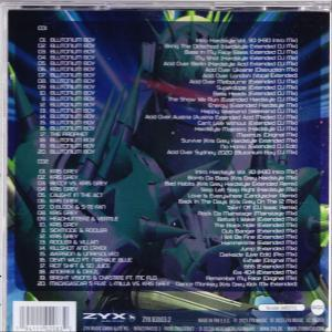 Rückseite einer CD-Hülle mit Titelliste. Bild einer mechanischen Figur im Hintergrund.