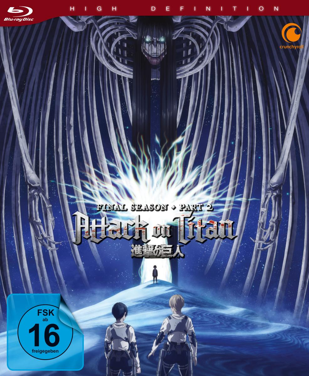 Anime Blu-ray Cover mit zwei Charakteren, einer riesigen Figur, Text.