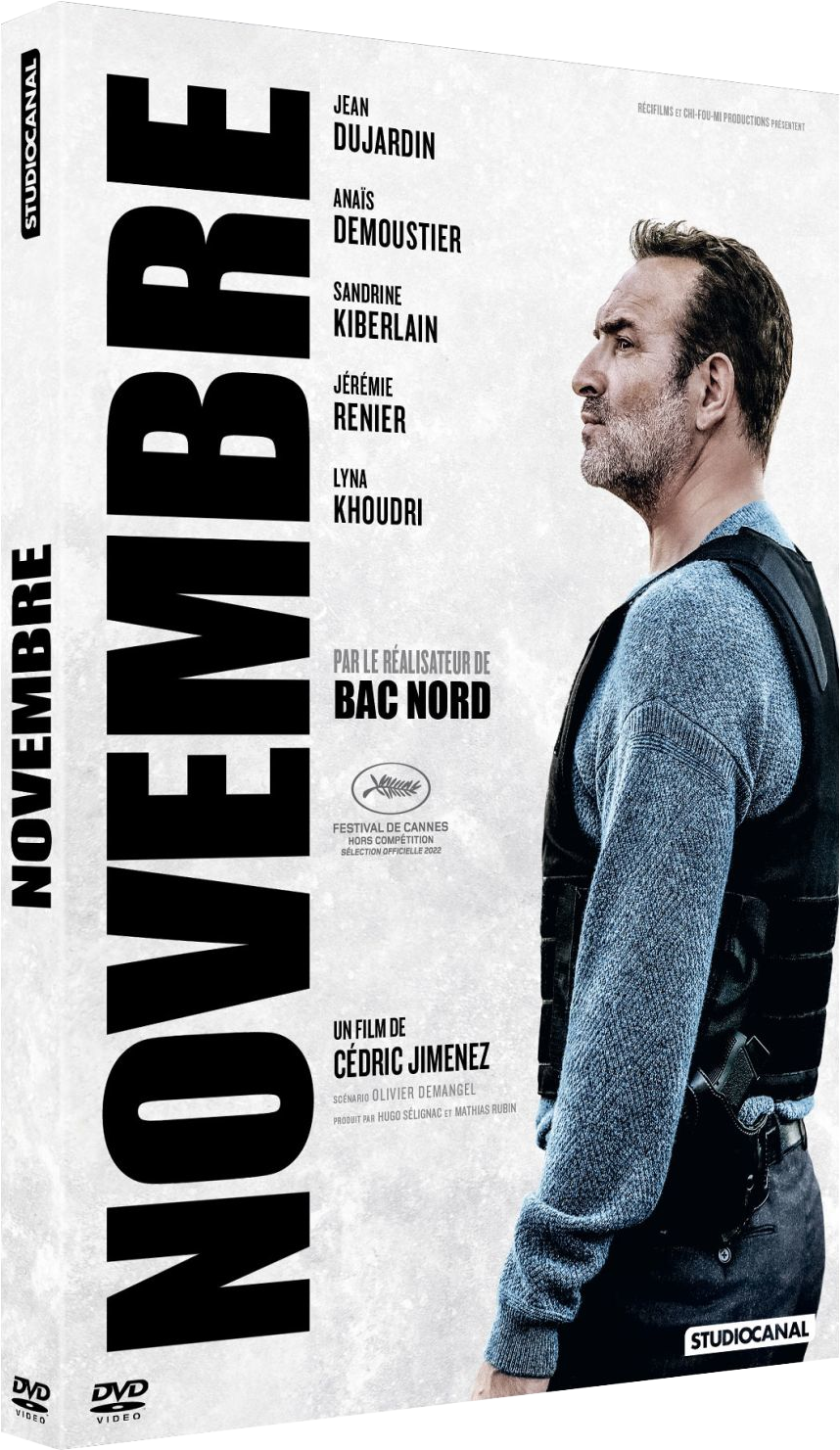 DVD-hoesje met een man in een vest, het woord NOVEMBRE en credits.