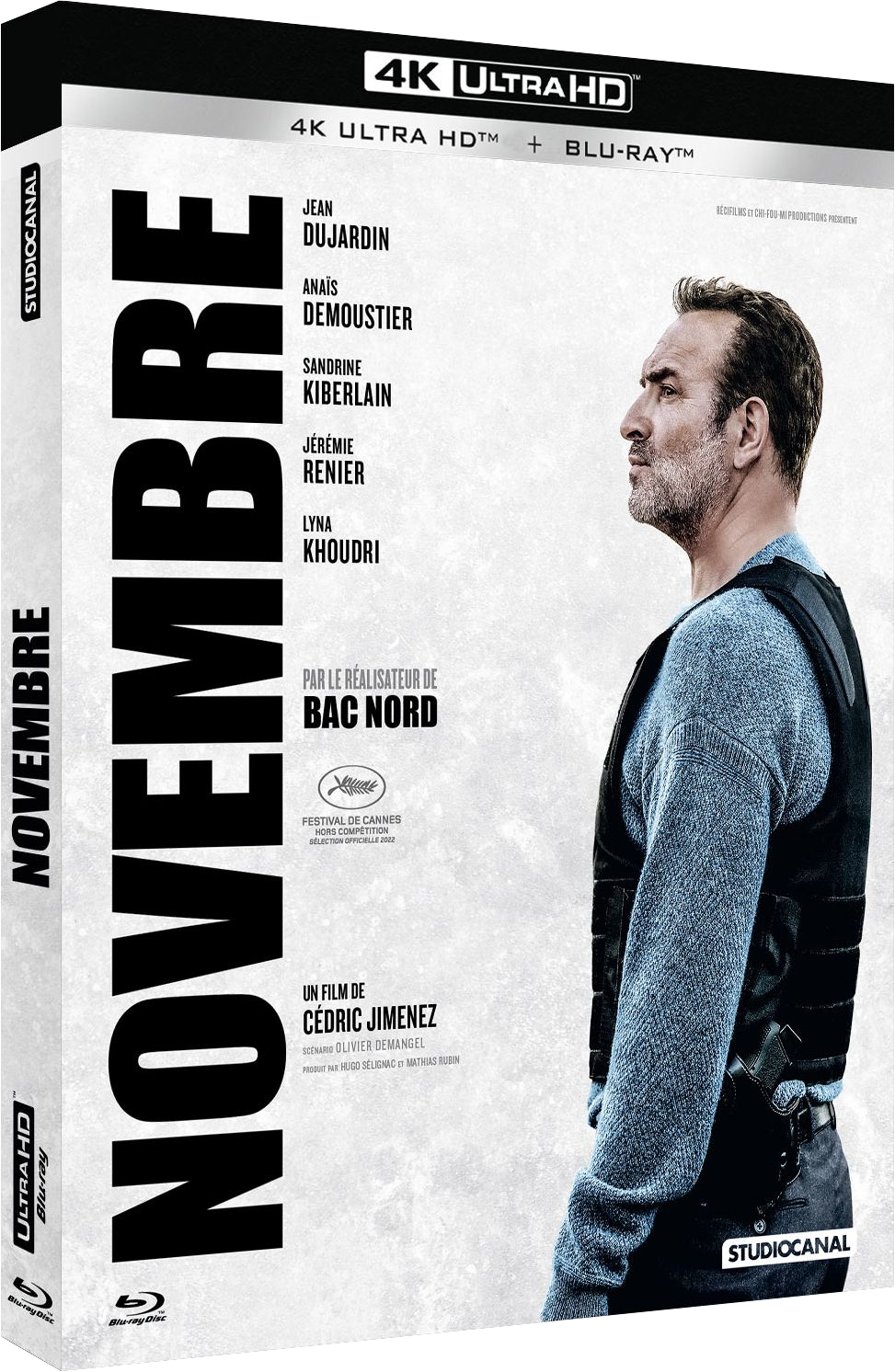 Filmposter voor Novembre. Toont een man in profiel met Franse tekst.