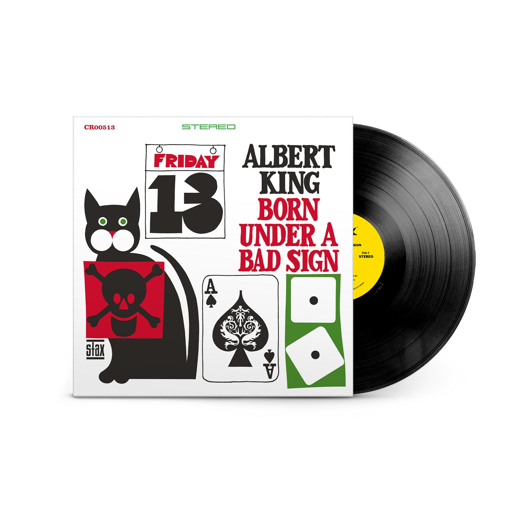 Albumcover mit Katze, Totenkopf, Pik-Ass und Würfeln.