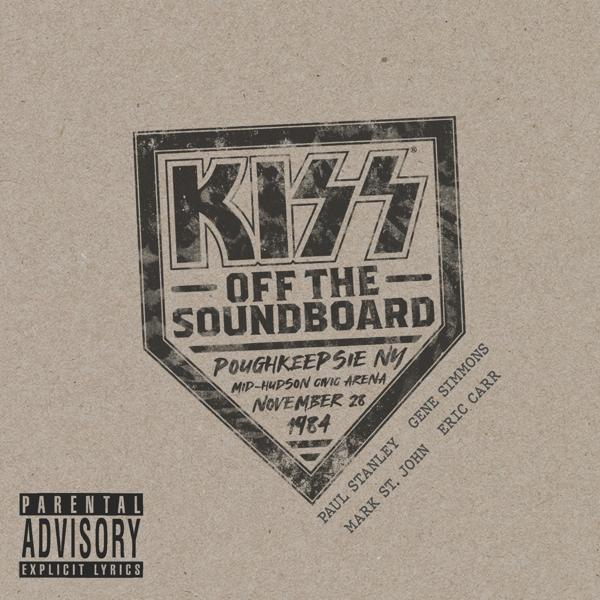 KISS-Albumcover, Schwarz-Weiß-Logo und Text.