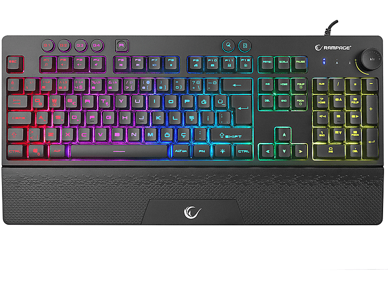 RAMPAGE KB-GX65 Simula USB RGB Aydınlatmalı 4 Makro Tuşlu Bilek Destekli Gaming Oyuncu Klavyesi Siyah_1