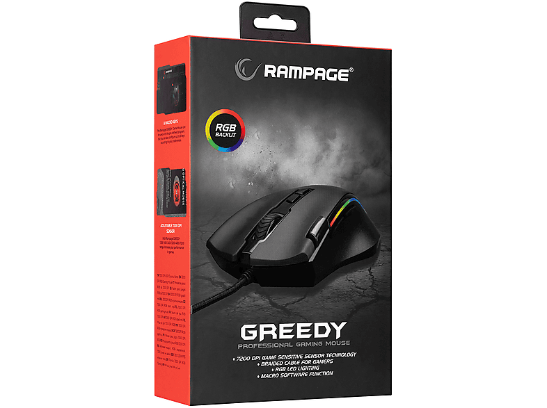 RAMPAGE SMX-G72 GreedyY 8 Tuşlu Double Click RGB Makrolu 7200dpi Gaming Mouse Siyah_7