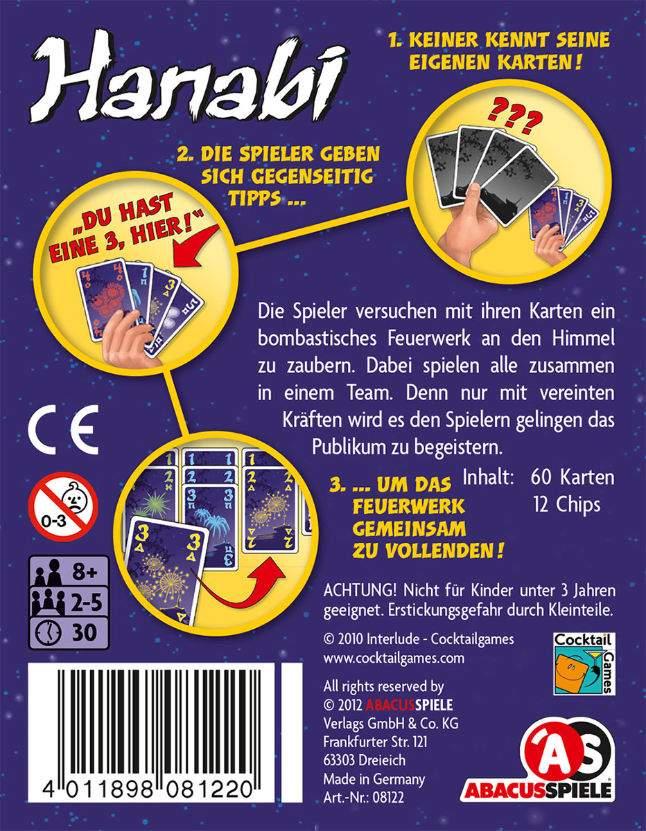 ABACUSSPIELE Hanabi Kartenspiel Mehrfarbig