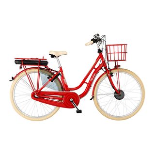 FISCHER Cita Retro 2.0 Citybike (Laufradgröße: 28 Zoll, Rahmenhöhe: 48 cm, Damen-Rad, 418 Wh, Rot glänzend)