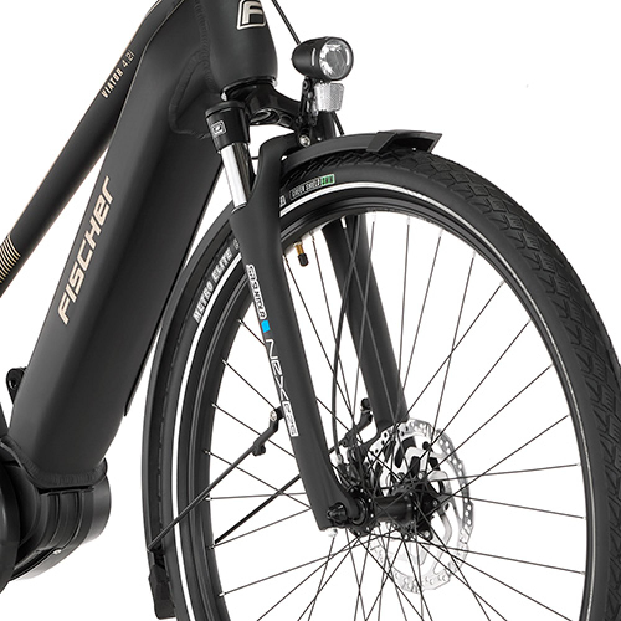 FISCHER Viator 4.2I Trekkingrad (Laufradgröße: 28 Zoll, Rahmenhöhe: 50 cm, Damen-Rad, 711 Wh, Schwarz matt)