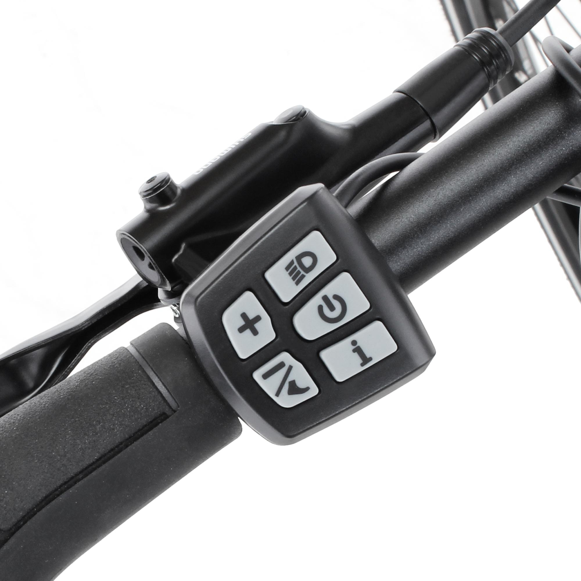 Bedienfeld für ein Elektrofahrrad mit Knöpfen.