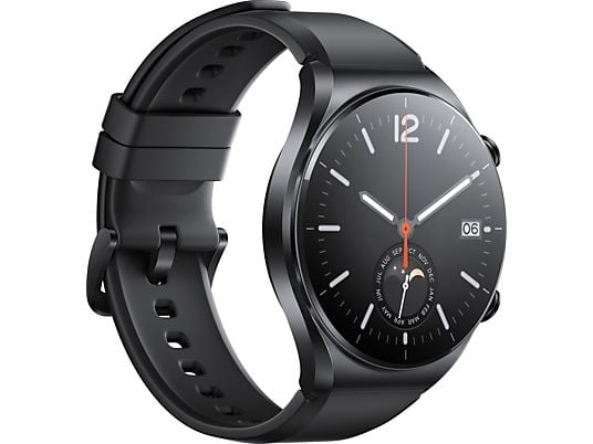 XIAOMI Watch S1 - Smartwatch (165,1 - 225,1 mm (cuir) / 149,8 - 233,8 mm (caoutchouc fluoré), Caoutchouc fluoré / Cuir de veau, Noir)
