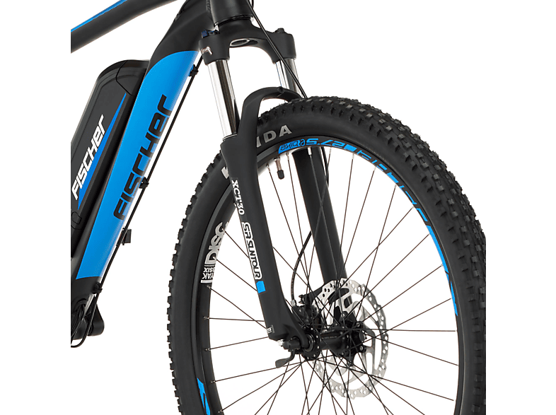 FISCHER Montis 2.1 Mountainbike (Laufradgröße: 27,5 Zoll, Rahmenhöhe: 48 cm, Unisex-Rad, 422 Wh, Schwarz/Blau)