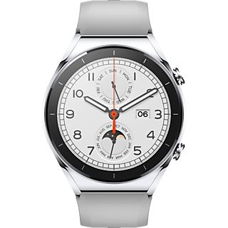 XIAOMI Watch S1 - Smartwatch (165.1 - 225.1 mm (Leder) / 149.8 - 233.8 mm (Fluorkautschuk), Fluorkautschuk / Kalbsleder, Silber)
