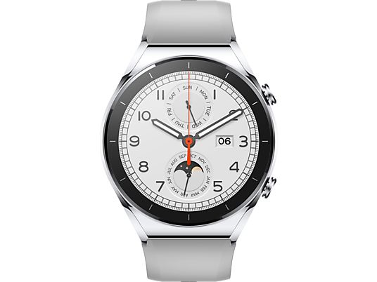 XIAOMI Watch S1 - Smartwatch (165,1 - 225,1 mm (cuir) / 149,8-233,8 mm (caoutchouc fluoré), caoutchouc fluoré / cuir de veau, argent)