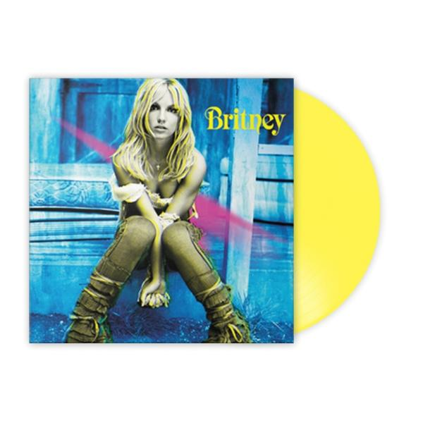 Britney Spears album borítója, rajta a képével és egy sárga bakelit lemezzel fehér háttéren.