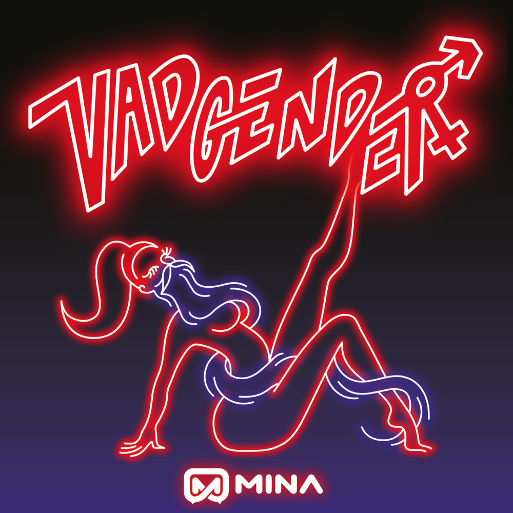 Neon felirat a 'VADGENDER' szóval és egy stilizált emberi figurával.