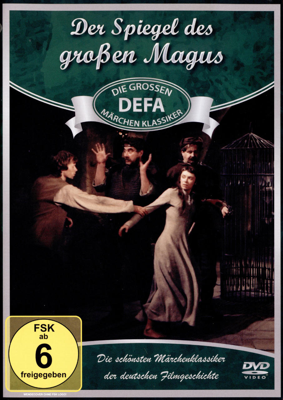DVD-Cover für Der Spiegel des großen Magus. Menschen in einer Theaterszene. Eine dunkle, historische Ästhetik.
