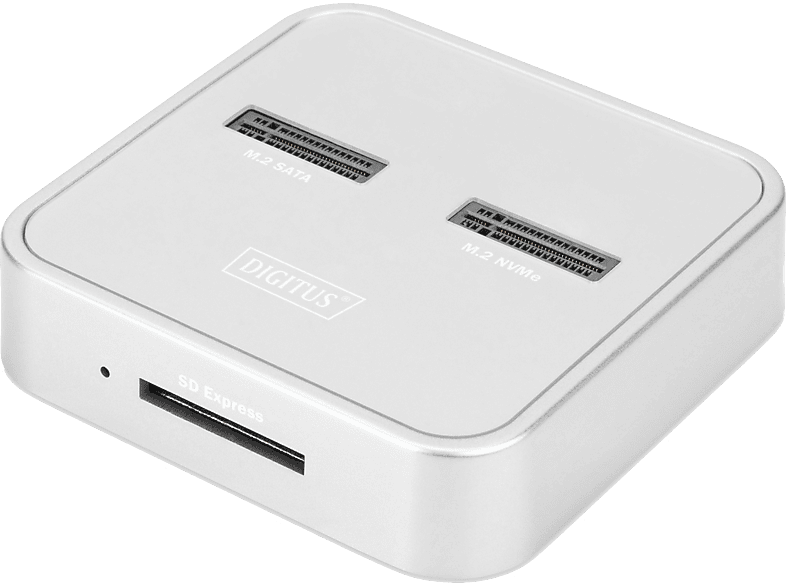 DIGITUS M.2 NVMe + M.2 SATA SSD Docking Station mit SD-Express Kartenleser Silber; Docking Station----Docking Station