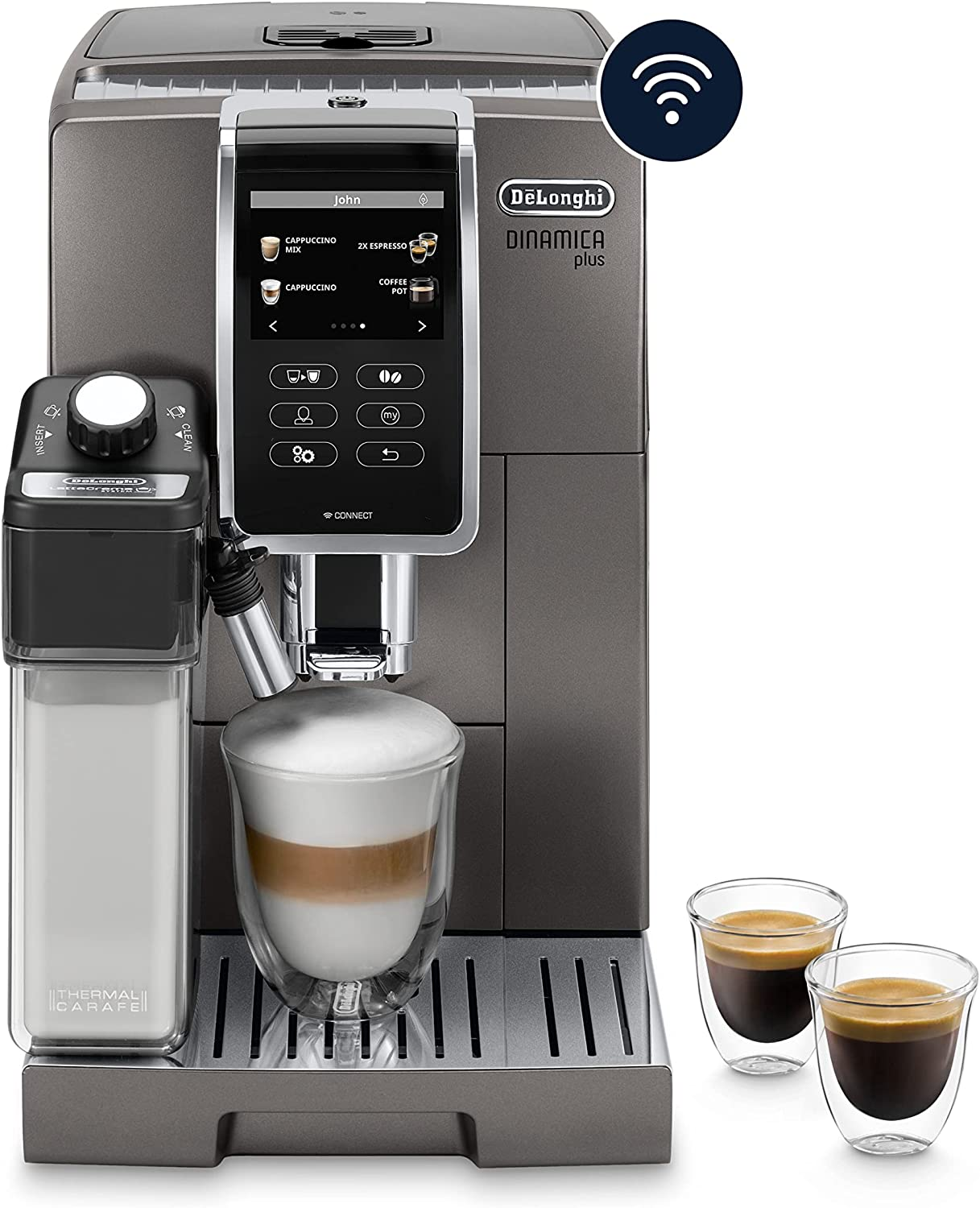 Cafetera superautomática - De'Longhi ECAM370.95.T Dinamica Plus, Molinillo integrado, 1450W, Inox