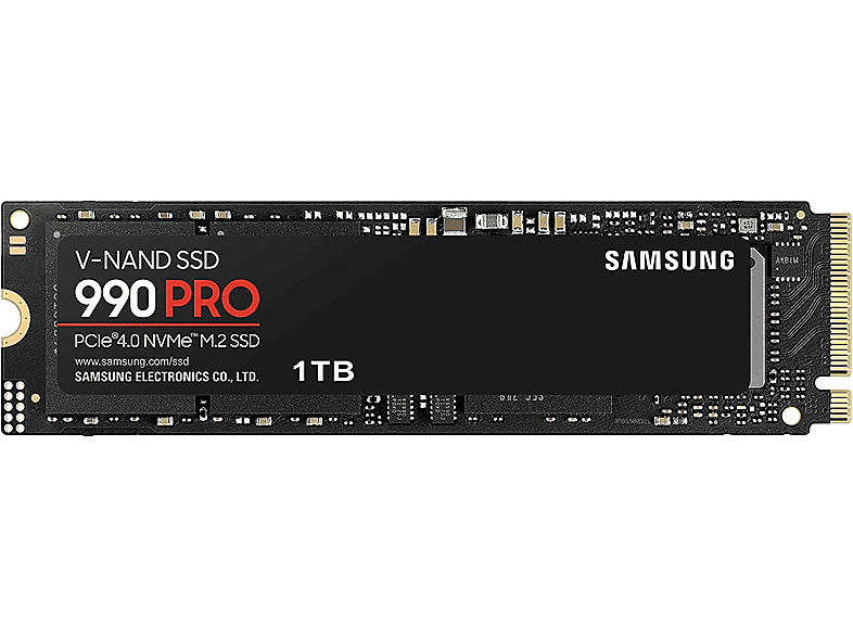 Samsung 990 PRO MZ-V9P1T0BW, Interno, PCI Express 4.0, M2, 7450 MB/s, Negro
