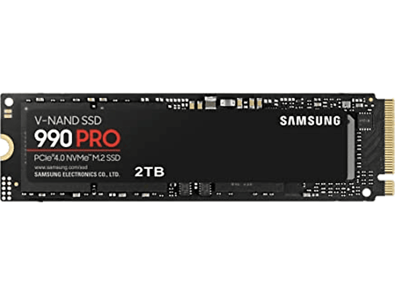 Samsung 990 PRO MZ-V9P2T0BW, Interno, PCI Express 4.0, M2, 7450 MB/s, Negro
