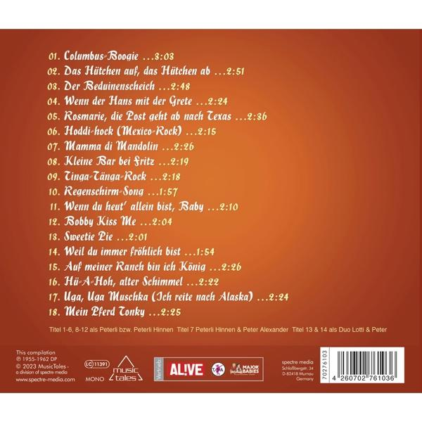 CD-Cover mit Titelliste auf braunem Hintergrund. Der Titel ist weiß, der Künstlername steht unten.