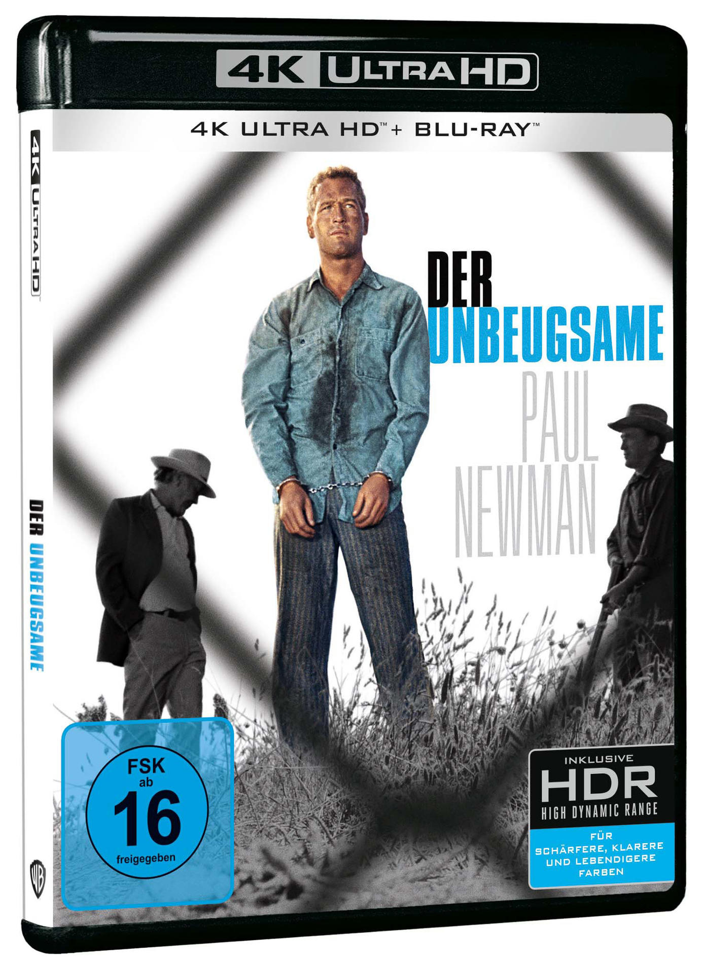 Ein 4K Ultra HD Blu-ray Filmcover mit Paul Newman und zwei anderen Männern.