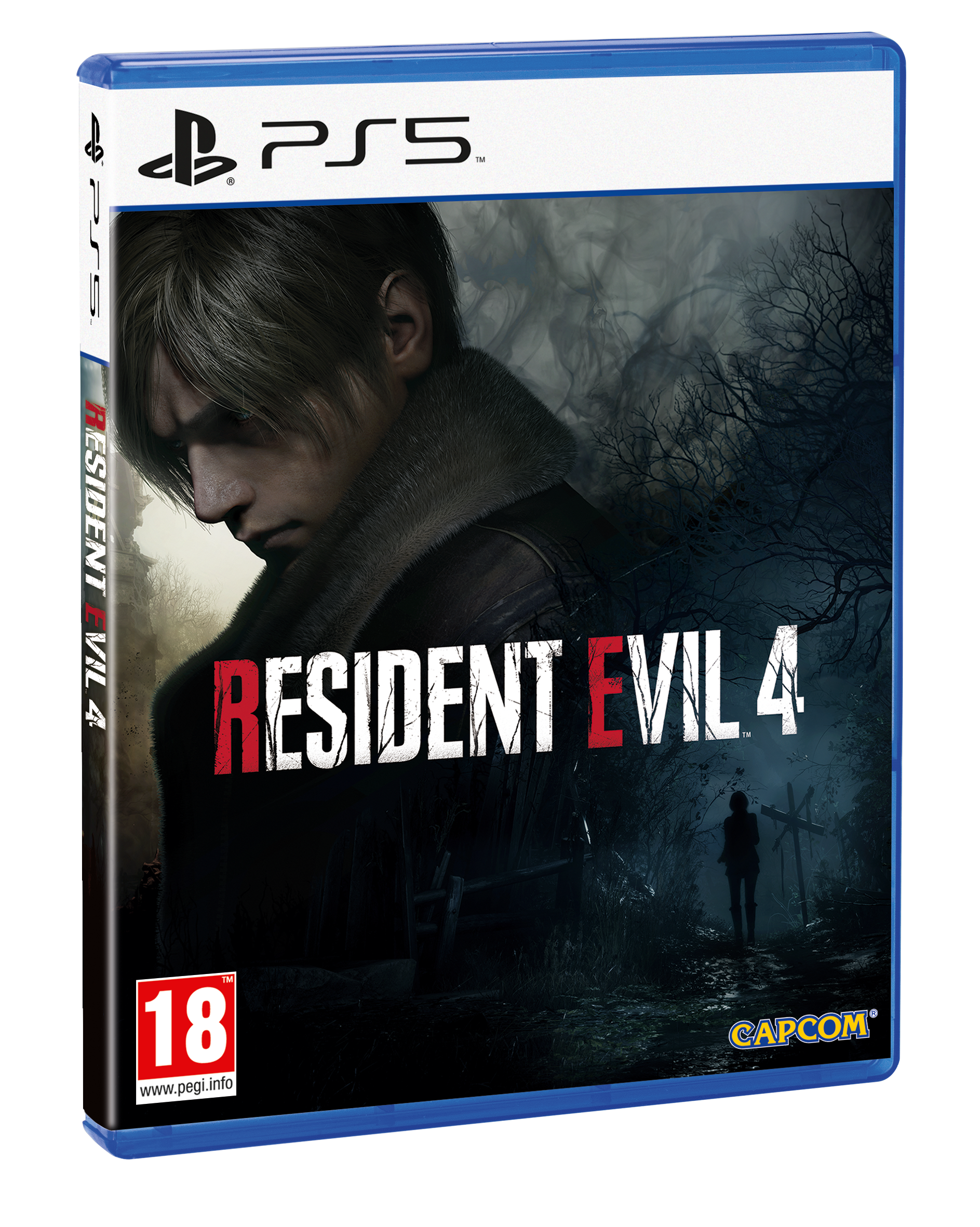Resident Evil 4 oyun kutusu, bir adamın yüzü ve orman arka planıyla.