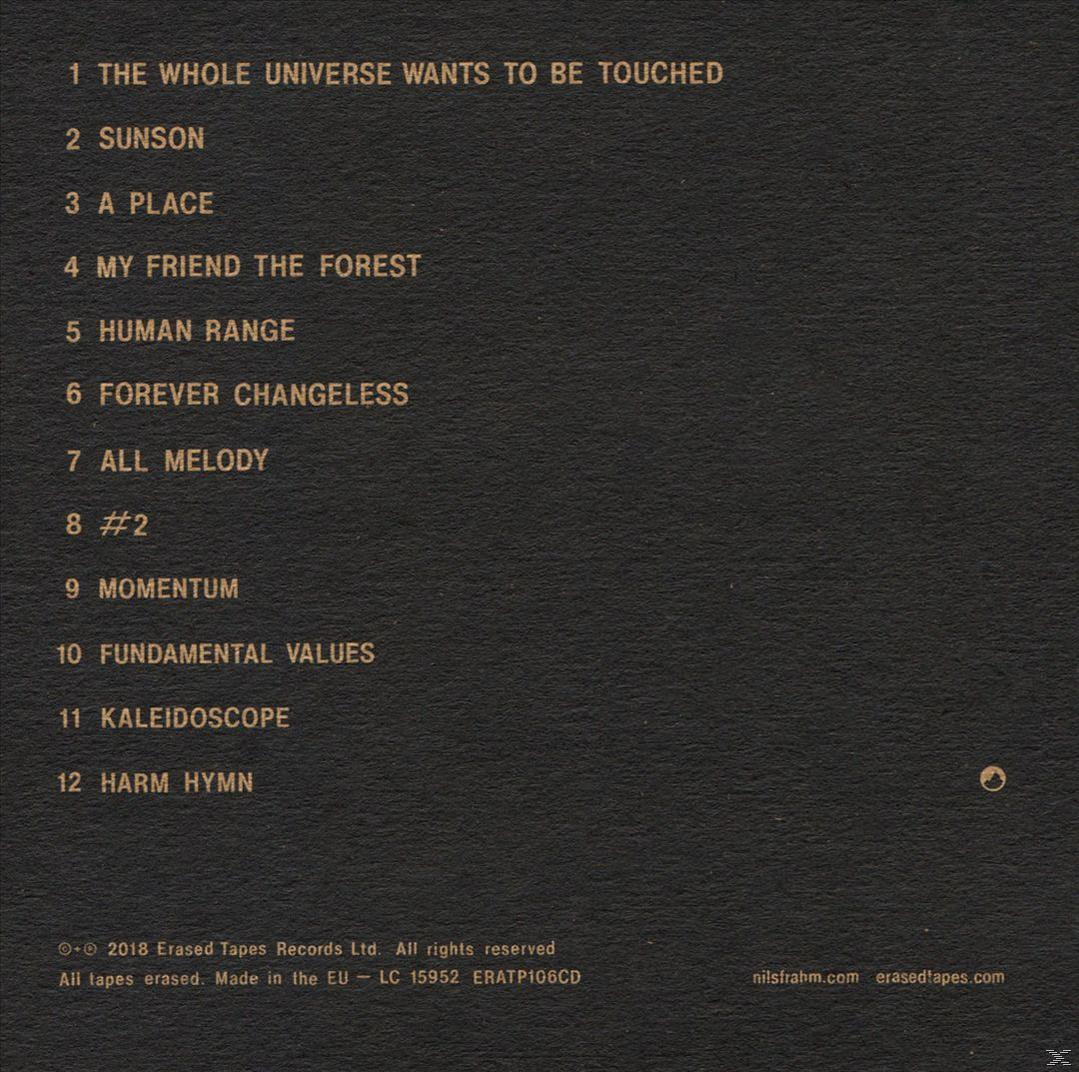 Albumcover mit Titelliste. Dunkler Hintergrund mit weißem Text. Braune Farbe.