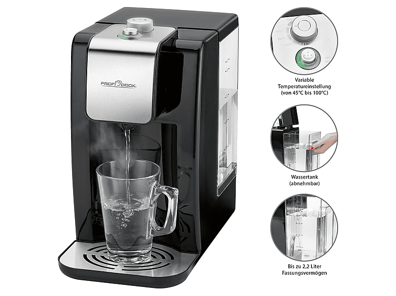 Profi Cook Heißwasserspender 2.2l Schwarz PC-HWS1168, Schwarz — Foto 4 von 5