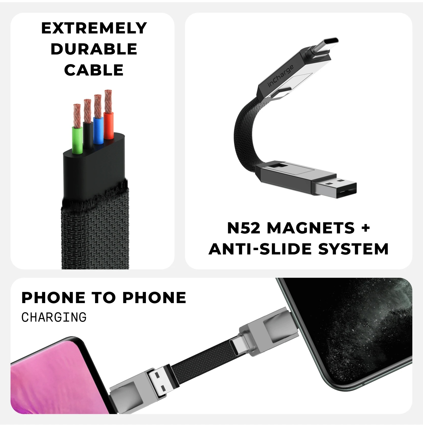 ROLLING SQUARE inCharge 6 - Câble de charge et synchronisation (Noir)