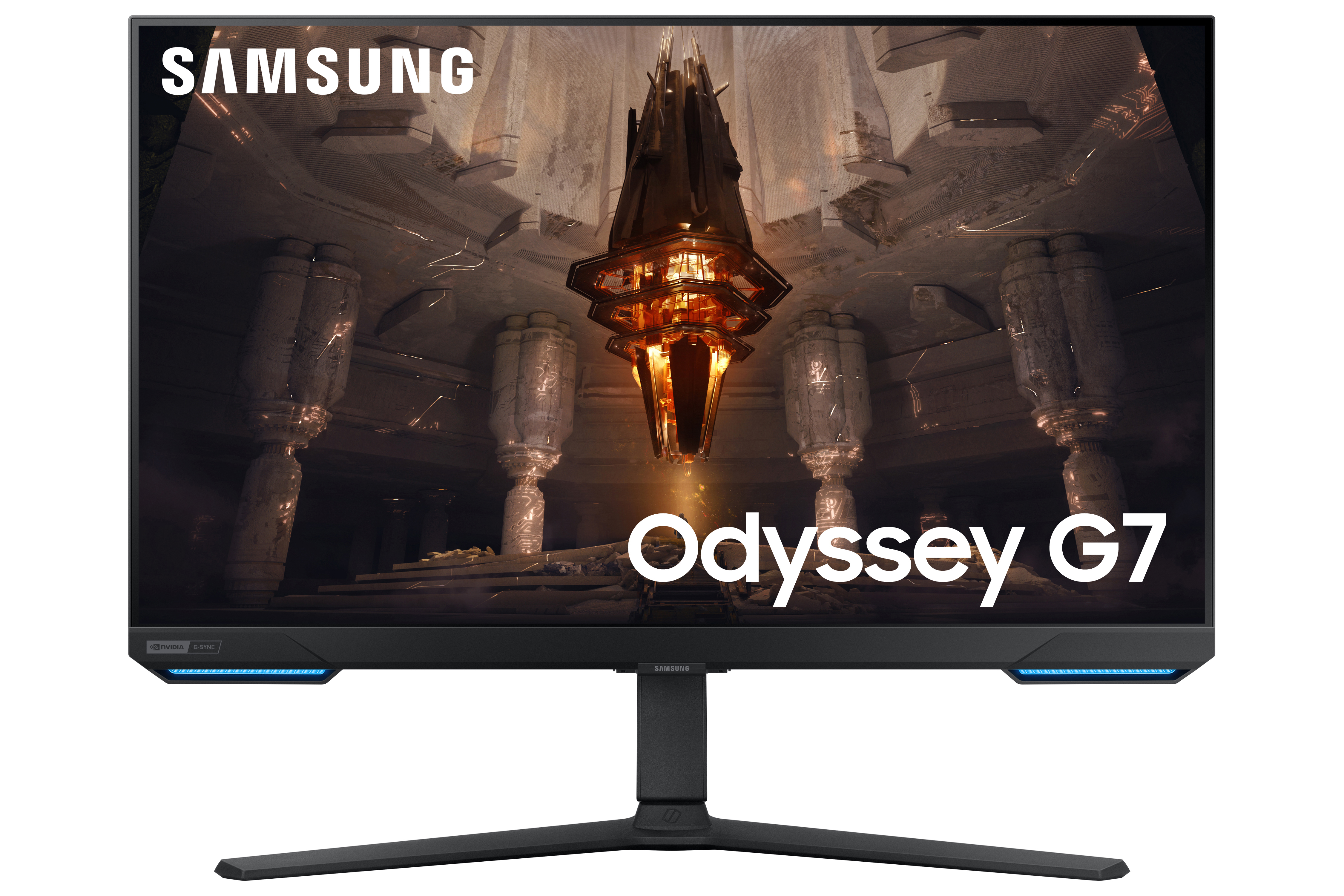Samsung Odyssey G7 Monitor. Ein gebogener Monitor mit Gaming-Design.